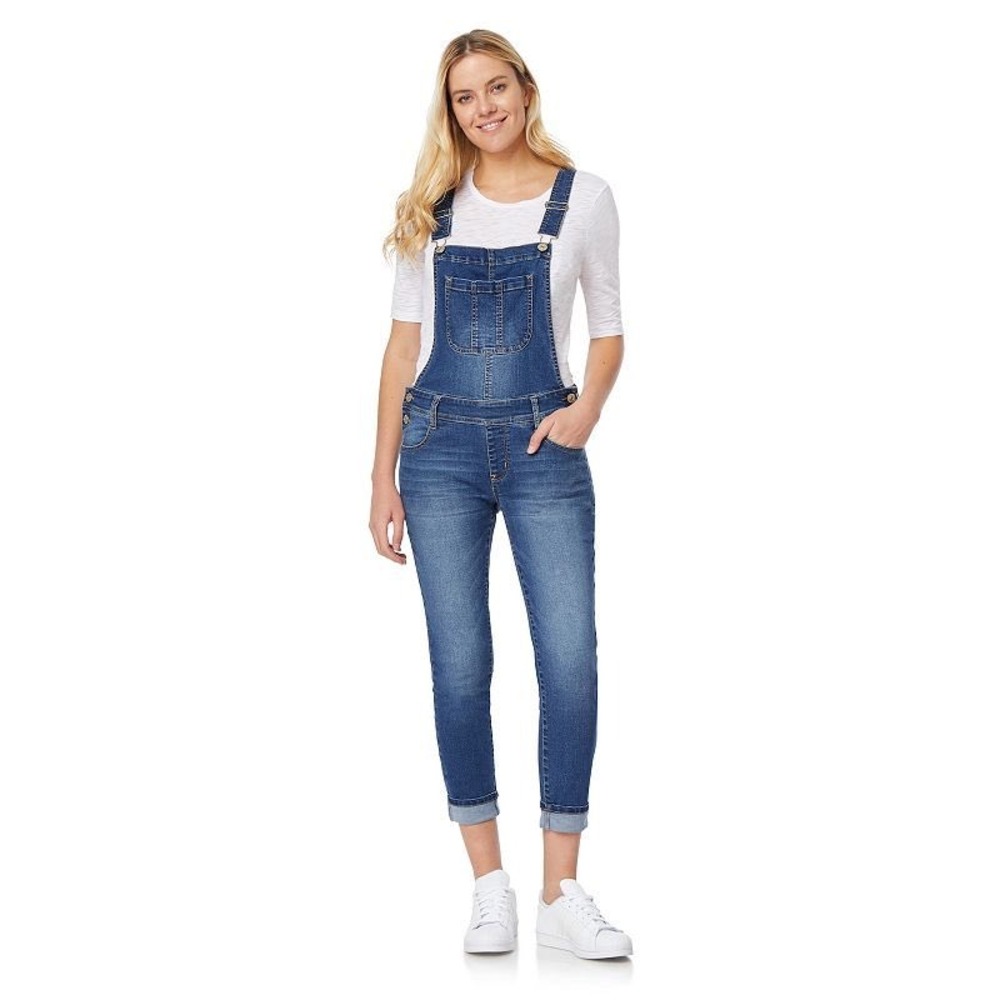 Wallflower Overalls Womens S Blue Denim Skinny Leg Stretch Bib Jumpsuit